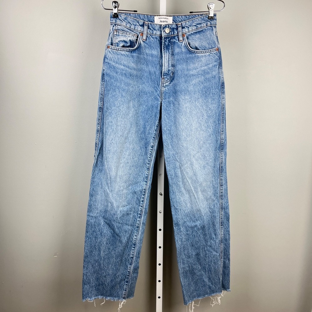 Reformation Jeans Womens 26 Val 90's Mid Rise Straight Leg Denim Colorado Wash - Picture 2 of 8